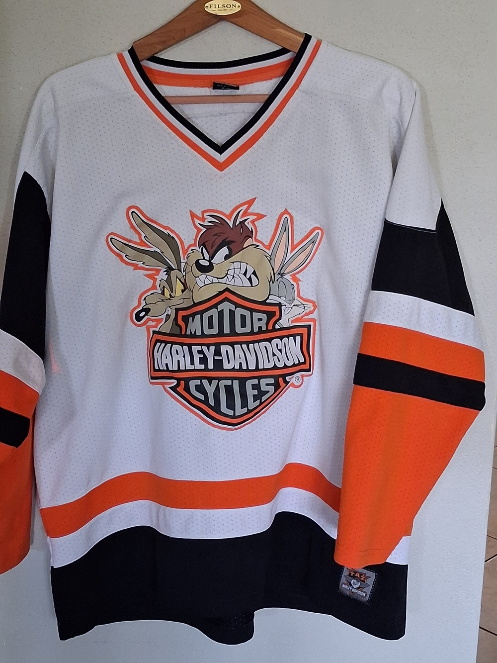 1990s Harley-Davidson and Looney Tunes mesh hockey jersey